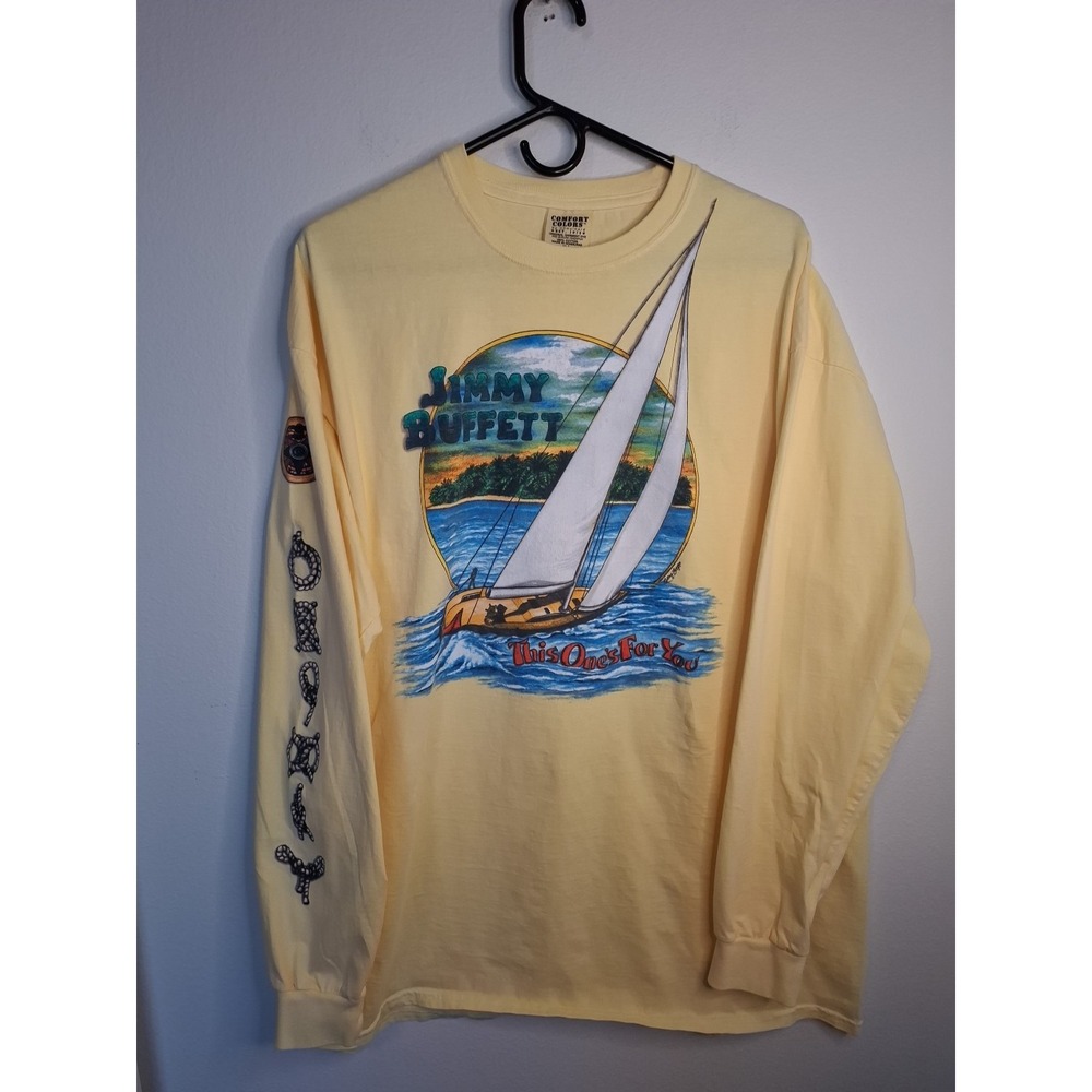 VTG Jimmy Buffett "This One's For You" Yellow Long Sleeve Sz XL  Gildan Y2K NWOT